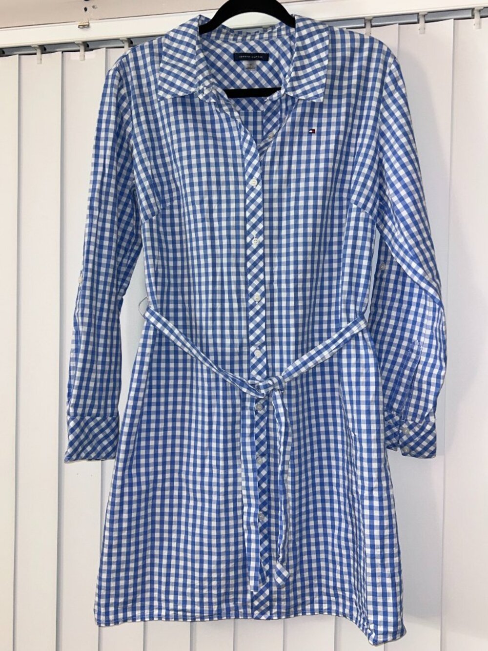 Women's Tommy Hilfiger Blue & White Gingham Shirt Dress Size 10 NWOT